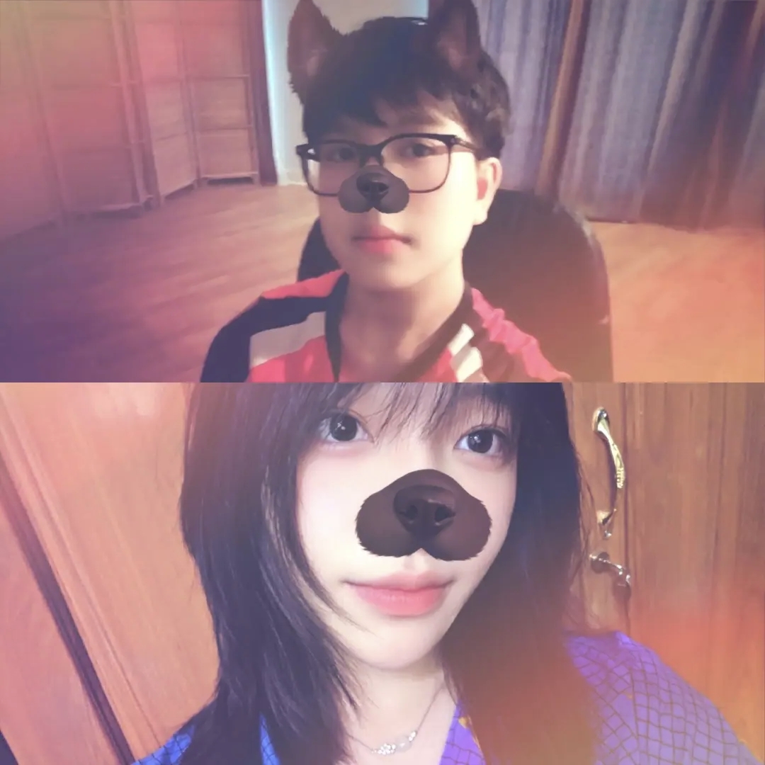 A sweet selfie of us with playful filters